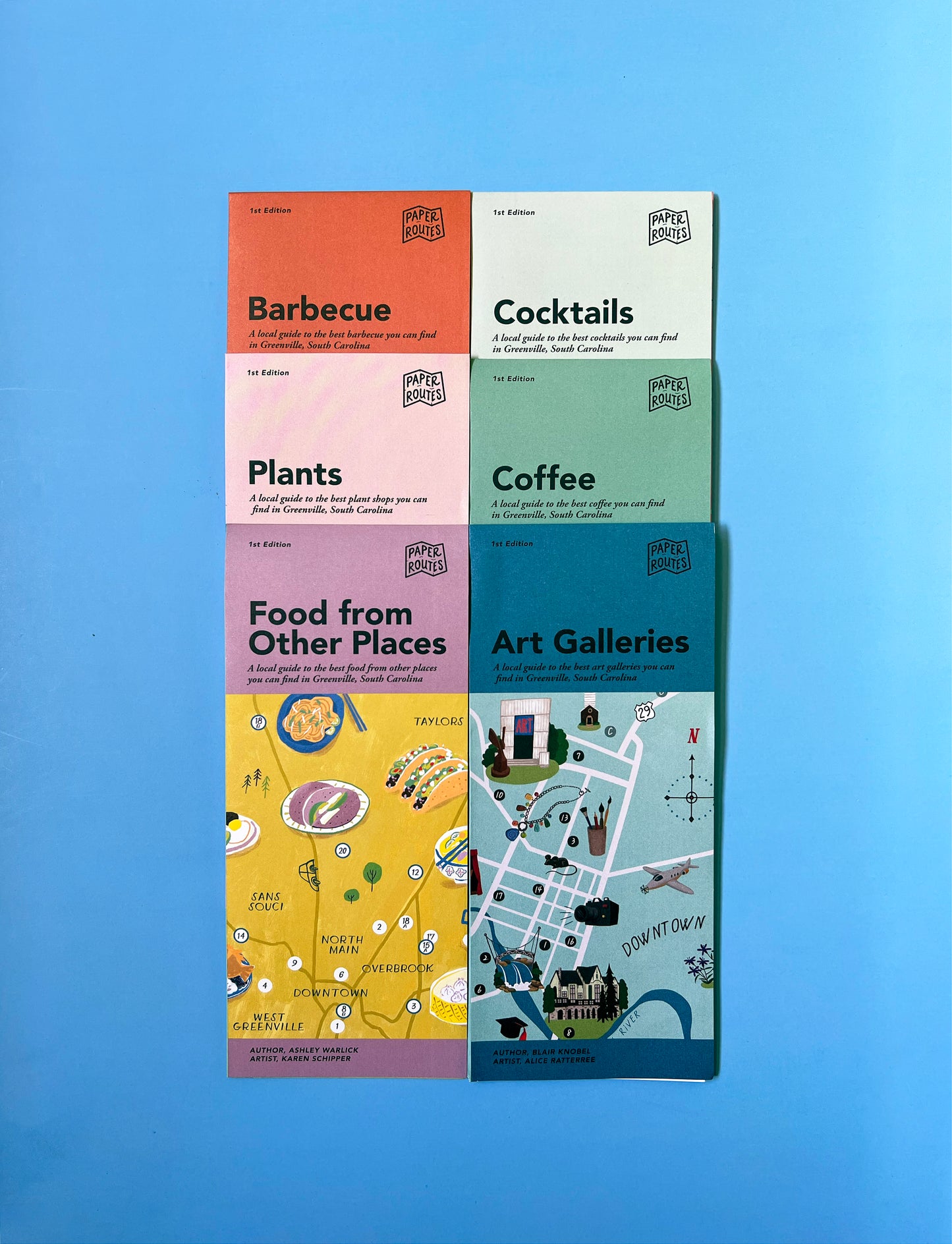 Complete set of six Greenville, SC Illustrated Maps